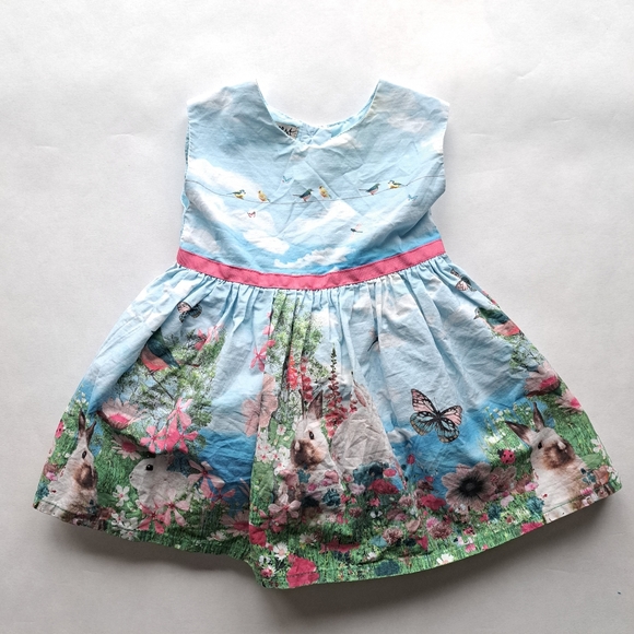 Tenue Fille - Haut Robe à Bunnies (Lapins) - Taille 3-4 Ans - Occasion Très Bon État - Sans Marque